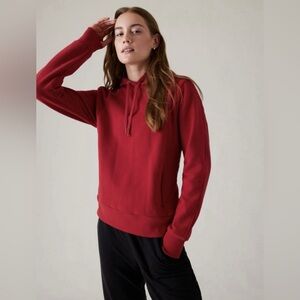 Athleta Womens Size Large Retroplush Revive Work Travel Red Hoodie Clover Berry